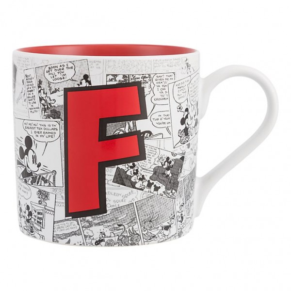 Mickey Mouse Comic-Style Print Mug with Letter F
